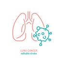Bronchogenic carcinoma, pulmonary cancer outline icon.