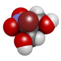 Bronopol preservative molecule. Possibly carcinogenic through nitrosamine formation