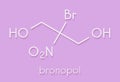 Bronopol preservative molecule. Possibly carcinogenic through nitrosamine formation. Skeletal formula.