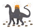 Brontosaur with a volcano on a back Royalty Free Stock Photo