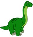 Green Dinosaur vector illustration. Apatosaurus Brachiosaurus or Brontosaurus. Cartoon character.