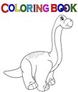 Coloring Page. Green Dinosaur vector illustration. Apatosaurus Brachiosaurus or Brontosaurus. Cartoon character. Royalty Free Stock Photo