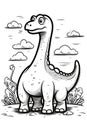 Brontosaurus. Dinosaur, cartoon style. Coloring page. Royalty Free Stock Photo