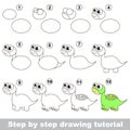 Brontosaurus. Drawing tutorial.