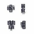 The Bronx, Brooklyn, Queens, Downtown, New York City lettering Royalty Free Stock Photo