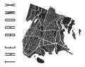 The Bronx map poster. New York city borough street map. Cityscape aria panorama