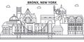 Bronx, New York architecture line skyline illustration. Linear vector cityscape with famous landmarks, city sights Royalty Free Stock Photo