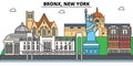 Bronx, New York. City skyline, architecture, buildings, streets, silhouette, landscape, panorama, landmarks, icons Royalty Free Stock Photo
