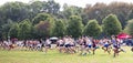 Boys starting a cross country running race at Van Cortlandt Park Royalty Free Stock Photo