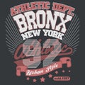 Bronx t-shirt graphics. New York athletic apparel design. Vector