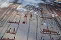 Bronze age rock carvings in Tanum UNESCO world heritage Royalty Free Stock Photo