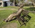 Bronze Albert Einstein sculpture by Gary Lee Price at the Dallas Arboretum in 2023.