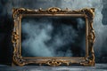 bronze antique picture frame copy space