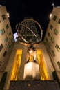 Bronze Atlas Statue at night, Rockefeller Center Royalty Free Stock Photo