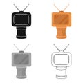 Bronze award in Famer of the TV with aerial.Trophy for best film.Movie awards single icon in cartoon style vector symbol