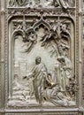 Bronze bas-reliefs of the Pieta scene in bas relief at Milans Cathedral doors