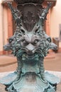 Bronze base of the Herkules fountain in the courtyard of the town hall Roemer, Frankfurt