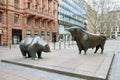 The bronze bear and bull statue in Frankfurt