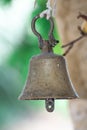 Bronze bell in India temple with blur background, Temple brass bell hanging