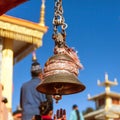 Bronze bell in Surkanda Devi Mandir Hindu temple Royalty Free Stock Photo