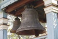 Bronze bells in the Orthodox church closeup