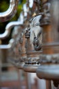 Bronze bells perspective view in a temple in Bangkok Royalty Free Stock Photo