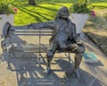 Bronze Benjamin Franklin sculpture by Gary Lee Price at the Dallas Arboretum in 2023.