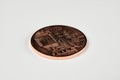 Bronze bitcoin circuit texture on white