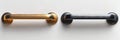 Bronze and black cabinet handles. Luxury drawer handles for modern home design. Concept of sleek kitchen accessories Royalty Free Stock Photo