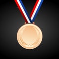 Bronze blank award medal with ribbon Royalty Free Stock Photo