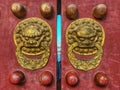 The bronze bolt on the ancient gate of the temple of heaven