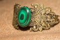 Bronze Bracelet with Malachite