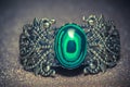 Bronze Bracelet with Malachite