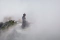 Buddha statue statue on top of Fansipan mountain peak.