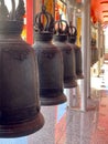 Bronze buddhist temple bells in Thailand Royalty Free Stock Photo