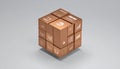 Bronze Business Solutions Cube on Gray Royalty Free Stock Photo