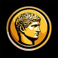 Bronze bust of Alexander the Great in a circle, vector illustration Generative AI Royalty Free Stock Photo