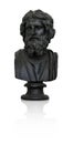 Bronze bust of the ancient scientist playwright isolated on white background. Design element with clipping path