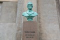 Bronze bust of Vilhelm Thomsen in front of main building of Copenhagen University