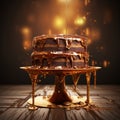 Bronze Cake With Caramel Drizzle: A Surreal Theatrical Delight