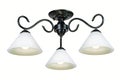 Bronze ceiling lamp with three frosted glass shades, painted black