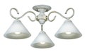 Bronze ceiling lamp with three frosted glass shades, painted white