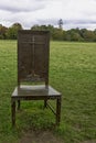 12 bronze chairs - Jurors artwork by Hew Locke in Runnymede, Surrey, UK