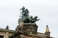 Bronze chariot drawn by lions topping the Semperoper`s portico, Dresden, Germany Royalty Free Stock Photo