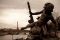 Bronze cherub sculpture on Seine River, Paris Royalty Free Stock Photo