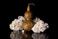 Bronze Chinese health symbol pumpkin Wu Lou on a black background