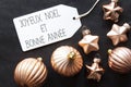 Bronze Christmas Tree Balls, Bonne Annee Means Happy New Year