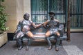 Bronze city sculpture of two old friends in old town of Tbilisi