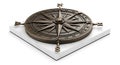 Bronze compass with a classic design, featuring an ornate rose and cardinal Royalty Free Stock Photo