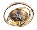 Bronze compass isolated over white Royalty Free Stock Photo
